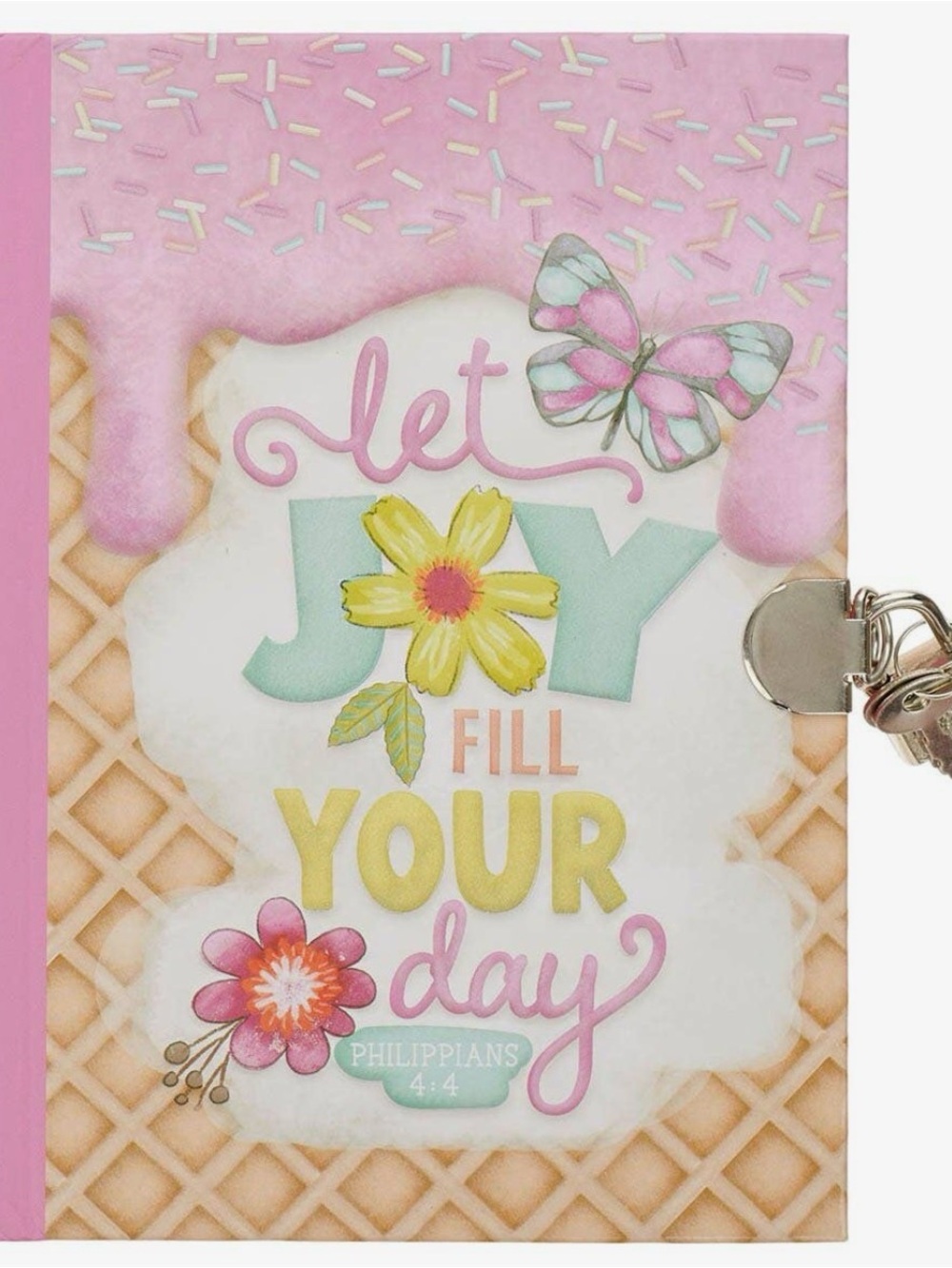 Christian Art Diary Let Joy Fill Your Day Phil. 4:4 Silver Lock W/ 2 Keys